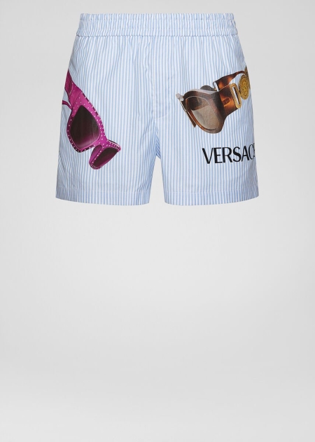 Pantaloni Scurti Versace Versace Medusa Biggie Print Cotton Barbati | NPVSJCE-76